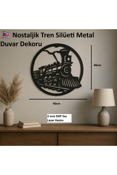 🚂 Nostaljik Tren Silüeti Metal Duvar Dekoru