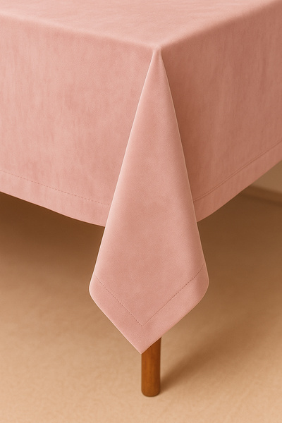 De'Vor Velvet Textured Tablecloth |   Stylish, Soft, Stain-Resistant Dusty Pink Tablecloth