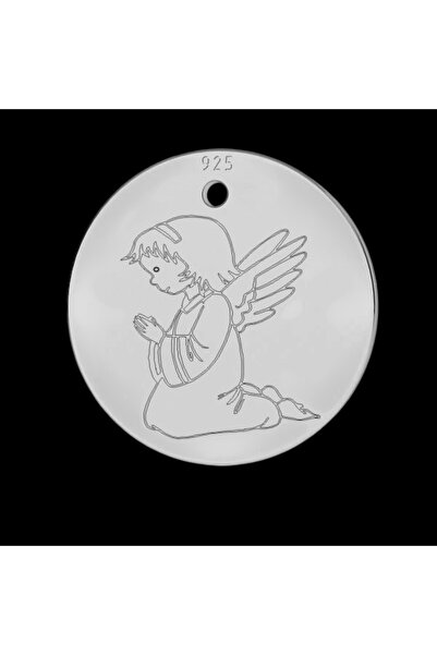 magazinu de gravura Baptism Coin / Mot 22mm, silver, personalized with text Angel model - We wish you moments