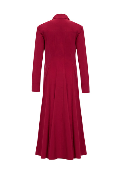 Exquise Double-Breasted Woven Midi Blazer Dress with Gold Button Detail