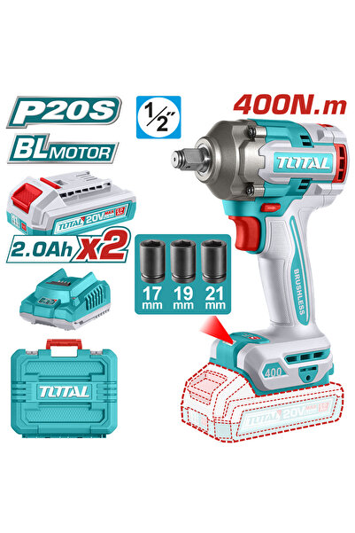 TOTAL - 20V 2.0Ah Li-Ion Cordless Impact Driver (includes 2 batteries, 1 charger)