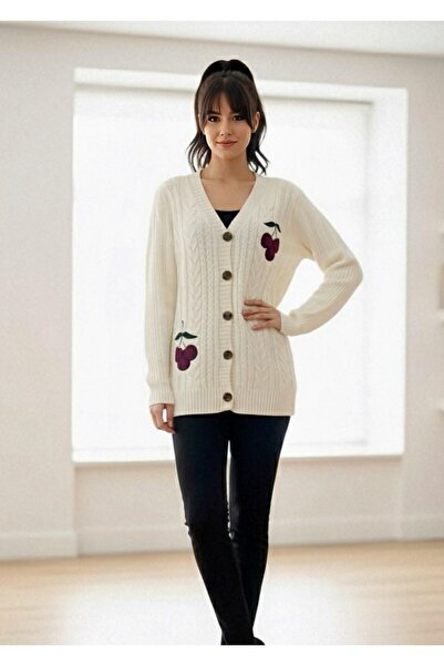 rushana Women's Hairnet Soft Textured Knit Cardigan