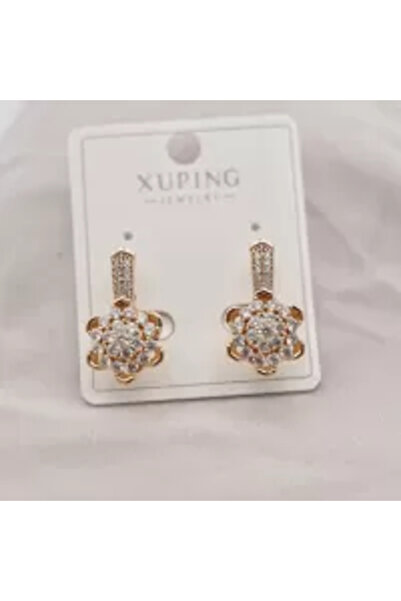 XUPING JEWELRY Earrings blown with 18k gold and Zirconia stones