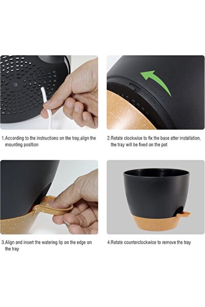 Generic UOUZ Self-Watering Plant Pots Set (12/10/9 inch), Deep Reservoir, Black/Brown, Plastic