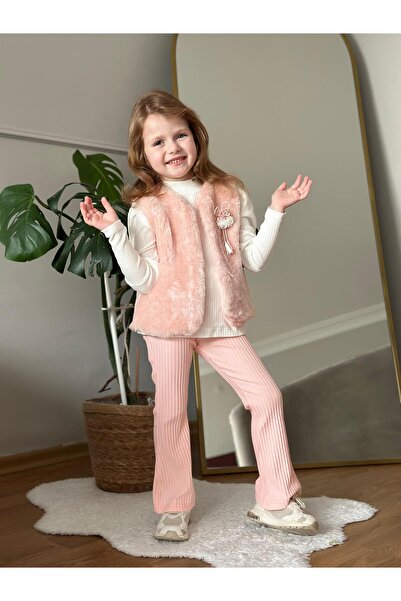 CoolCix New Season Transitional Cotton Plush Vest Set ̇ Leggings 3-Piece Set