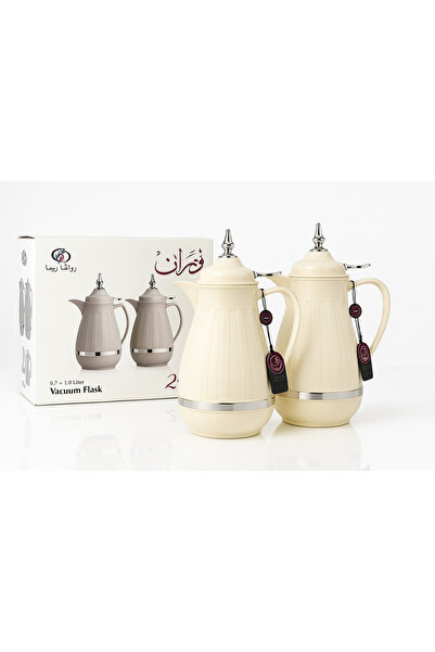 rawafed rema Rawafed Reema Nofan Vacuum Flask Set – 0.7L + 1.0L – Traditional Arabic Dallah Design – Double Wall