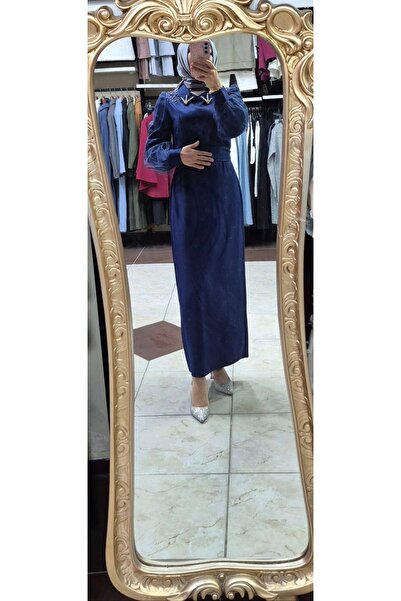 Mintaş Tulle Collar with Pearl Detailing Evening Dress