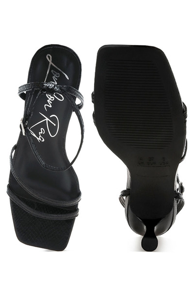 london Rag Women Faux Leather Strappy Sandals in Black