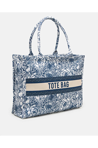 REDTAG Women Blue Floral Printed Tote Bag