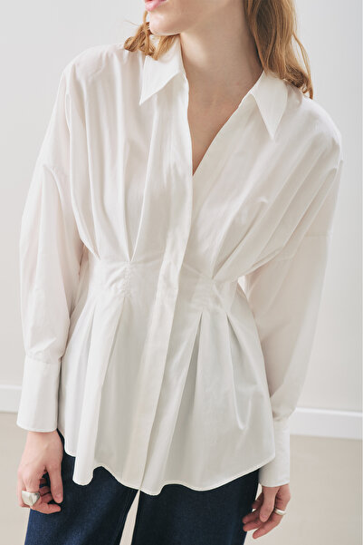 Manuka Pi̇le Detailli Gömlek Ekru