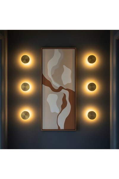 MOİRA Aura Led Metal Plaster Single Wall Sconce Diameter 12 Cm, Antique Gold, Ambiance Lighting Aura-15520-S