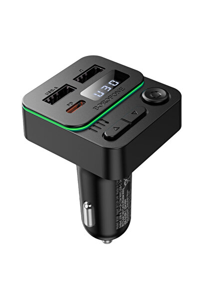 Borofone Hero BC60 Car FM Modulator and Charger, Black