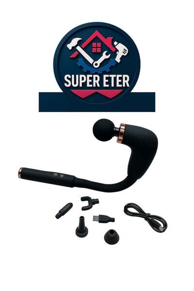 super ETER Long Massage Gun Model 10006388 - Black/Gold