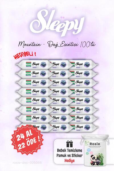 Sleepy 24 AL 22 ÖDE 100'lü Mountain Dağ Esintisi Islak Havlusu ve ROSIE