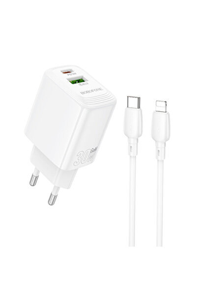 Borofone Încărcător de perete GaN cu două porturi, 30W + cablu, Fuente, BN29