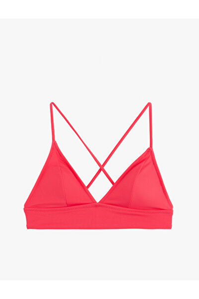 Koton V-Neck Bralet Bikini Top with Cross Tie Detail on the Back