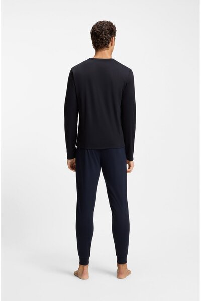 BOSS Men's Regular Fit Logo Printed Elastic Waist 100% Cotton Navy Blue Pajama Set 50550547-402