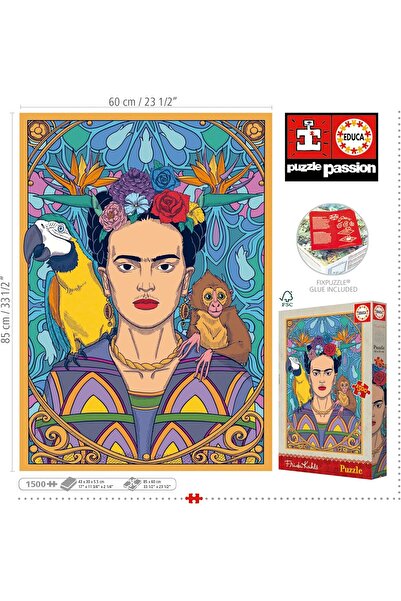EDUCA Frida Kahlo 1500-Piece Jigsaw Puzzle with Glue, 33.5 x 23.6 in, Ages 14+