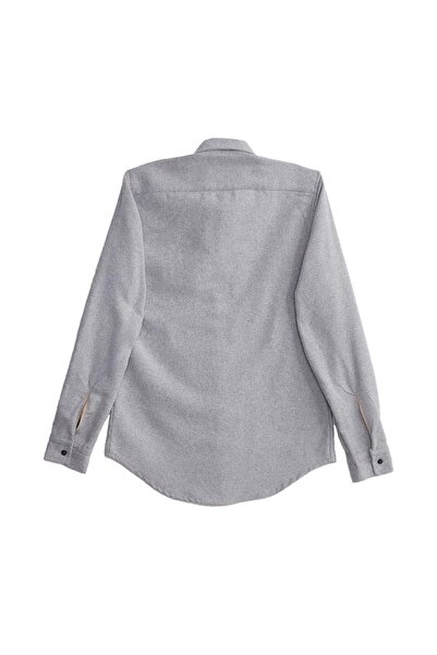 Tudors Men's Slim Fit Single Pocket Flap Plain Lumberjack Sport Gray Shirt