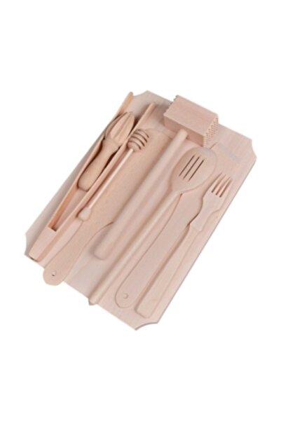 Ceramica Martinescu Wooden kitchen utensil set, cutting board + 7 wooden utensils