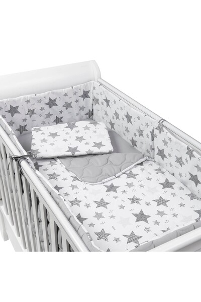 Kidizi Magic Stars Grey Quilted 5-piece Crib Bedding Set (pillow, quilt, bumpers, fitted sheet)