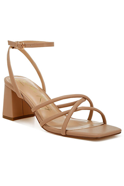 london Rag صندل نسائي بكعب منخفض وأشرطة باللون البيج