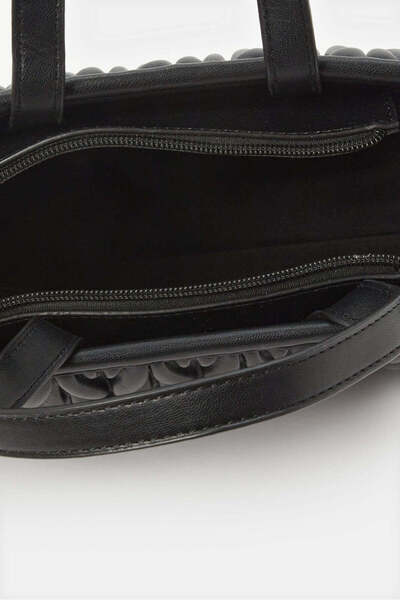 REDTAG Women Black Textured Handbag