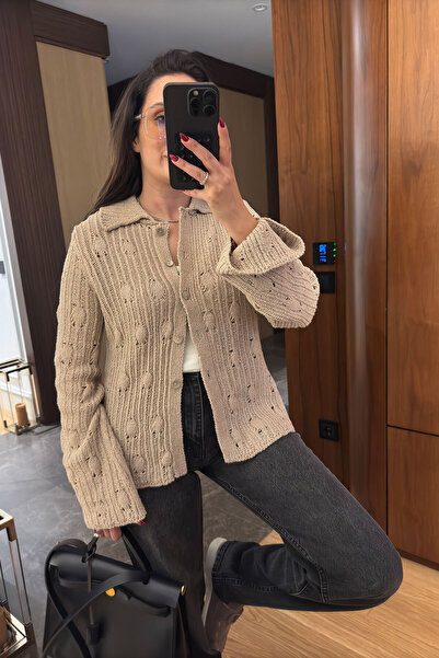 MAGARDE سترة بتصميم ماركة حياكة دانتيل - بيج