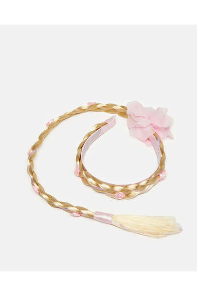 REDTAG عصابة رأس وردية للبنات مع شعر صناعي