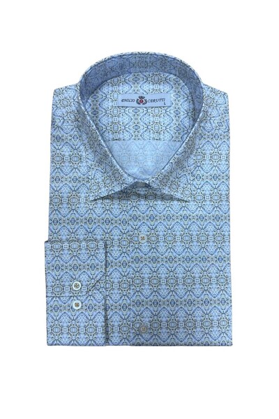 MDZ COLLECTION Çok Renkli Yeşil Desenli Uzun Kollu Slim Fit Erkek Gömlek