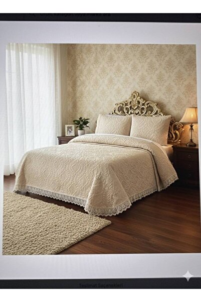SURGUN ÇEYİZ ULTRASONİC MİCROFİBER FRANSIZ DANTELLİ ÇİFT KİŞİLİK LÜKS YATAK ÖRTÜSÜ - YASTIK KILIFI DAHİL