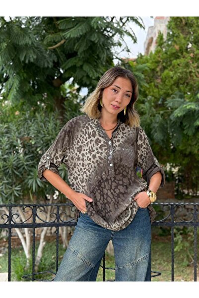 Punta Otantik NC63107 Ιταλική βαμβακερή μπλούζα καφέ