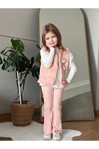 CoolCix New Season Transitional Cotton Plush Vest Set ̇ Leggings 3-Piece Set