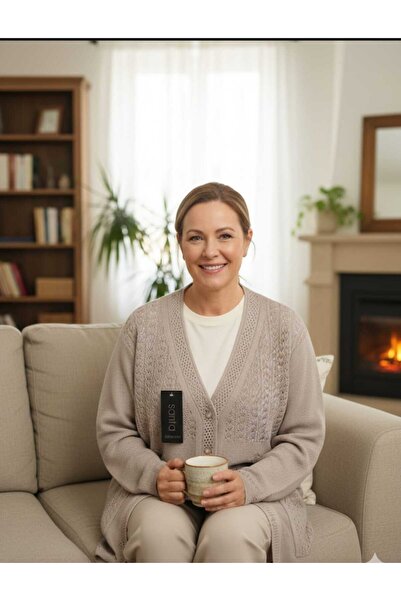 güncüoğlu Length 75 cm Seasonal Knitwear Cardigan with Buttoned Pockets