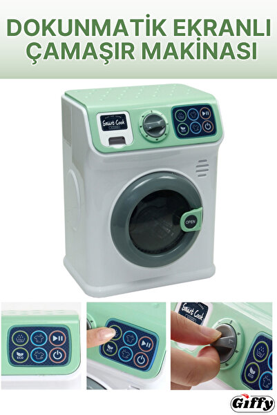 giffy Oyuncak Sesli Dokunmatik Çamaşır Makinesi Seti - Evcilik ve Mutfak Çama...