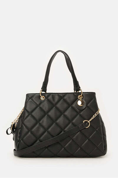 REDTAG Women Black Textured Day Bag