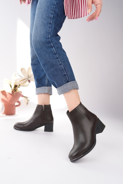 Madam Tarz Cln-054 Thick Heel Zippered Boots
