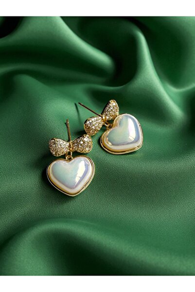 Mira Glam Mother-of-pearl heart earrings