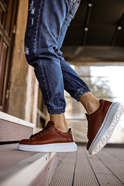 Lucy Shoes Yg257 Men's Lace-Up Leather High Quality Daily Casual Shoes Tan - Cbt