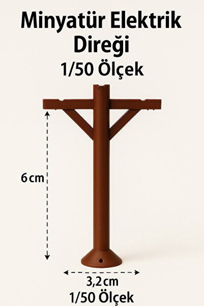 Köseoğlu 2 Adet Elektrik Direği - 1/50 Ölçekli 1:50 - Figür, Maket, Minyatür