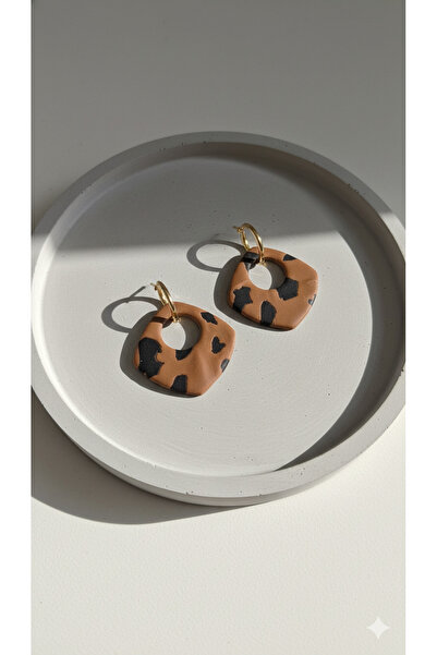 Lu Atelier Leopard Patterned Gold Hoop Handmade Earrings |   Modern & Stylish Design –