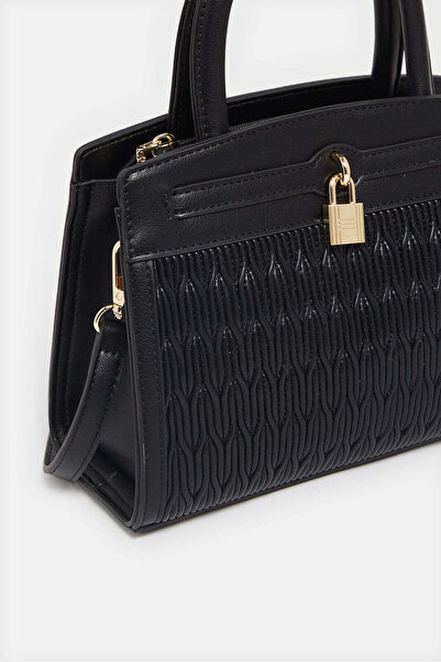 REDTAG Women Black Quilted Handbag