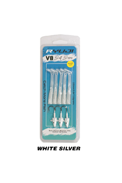 Oslo RYUJI V8 10CM, 10GR WHİTE SİLVER SİLİKON YEM