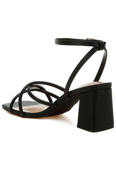 london Rag Women Low Block Heel Strappy Sandals in Black