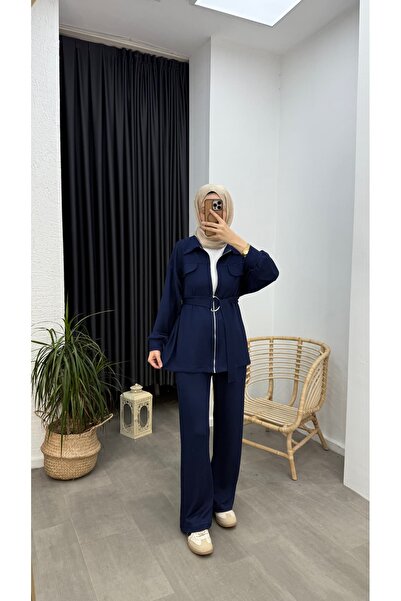 Minharir Women's Comfortable Fit Daily Sports Two-Piece Set with Pocket Detail