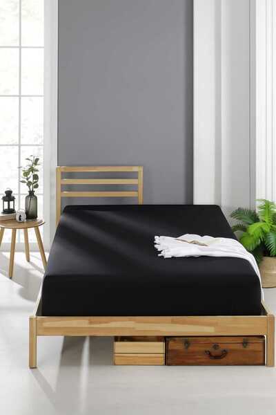 Valezium Black Elastic Fitted Sheet (Without Pillow)