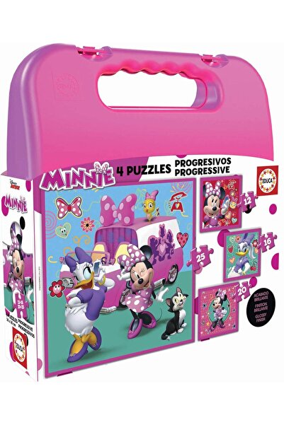 EDUCA Mini Happy Helpers 4-Puzzle Set with Carrying Case, Ages 3+ (17638)