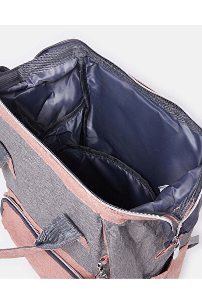 REDTAG Pink And Grey Diaper Bag With Changing Matt