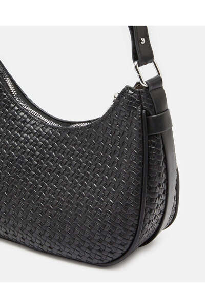 REDTAG Women Black Textured Handbag