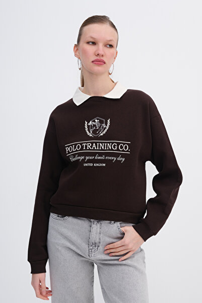 Addax Суитшърт с поло яка и шардони S12403